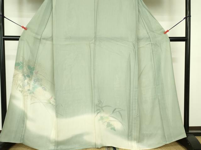 平和屋着物▽訪問着 無双 紗袷 紗×絽 草花 暈し染め 正絹 逸品 DABF3787op