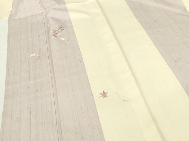 平和屋着物▽訪問着 単衣 紬地 総刺繍 舞花 正絹 逸品 DABF3788op