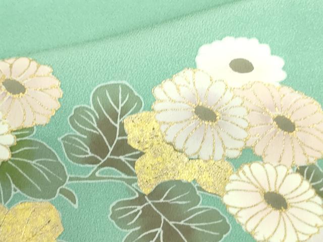 平和屋着物▽訪問着 単衣 枝梅 草花 暈し染め 金彩 正絹 逸品 DABF3797op