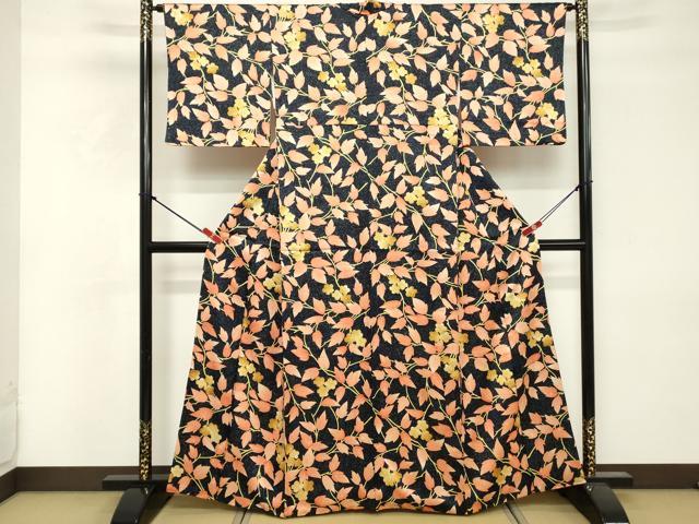 平和屋着物■上質な小紋 枝花文 金彩 正絹 逸品 DABF4088cd