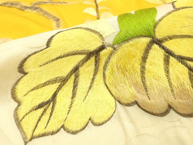 平和屋着物■豪華振袖 総刺繍 駒刺繍 草葉文 金糸 正絹 逸品 DABF4105cd