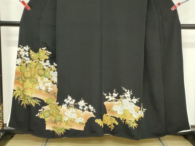 平和屋着物■豪華黒留袖 駒刺繍 草花文 金彩 正絹 逸品 DABF4109cd