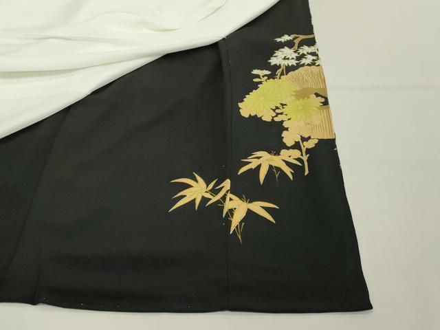 平和屋着物■豪華黒留袖 駒刺繍 草花文 金彩 正絹 逸品 DABF4109cd