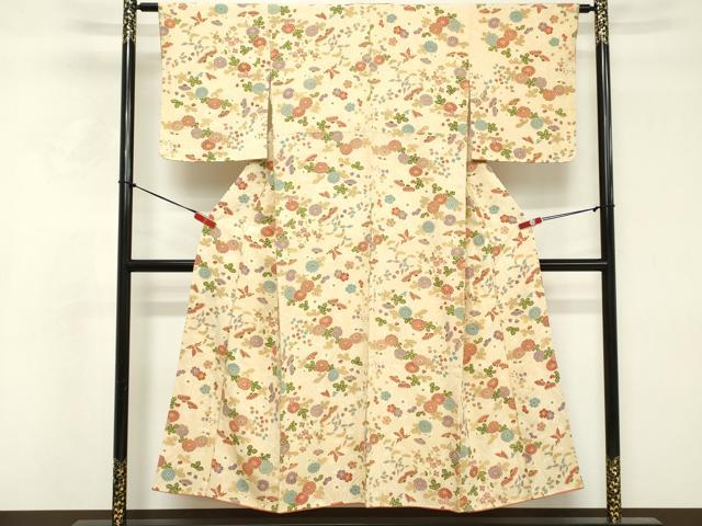 平和屋着物■上質な小紋 花蝶文 正絹 逸品 DABF4110cd