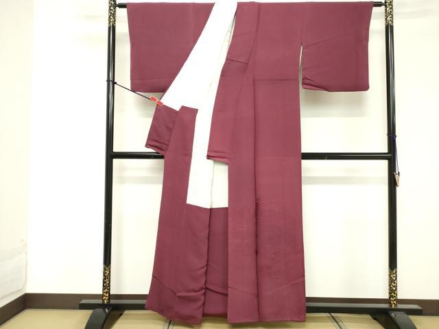 平和屋着物■色留訪問着 色無地 風景地紋 暗紅色 正絹 逸品 DABF4114cd
