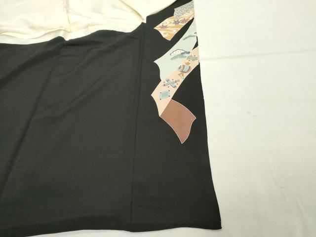 平和屋着物■豪華黒留袖 駒刺繍 花鳥文 宝尽くし 金彩 正絹 逸品 DABF4115cd