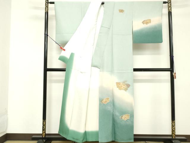 平和屋着物■中国三大刺繍 スワトウ刺繍 汕頭刺繍 訪問着 地紙花文 暈し染め 金糸 正絹 逸品 DABF4118cd