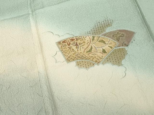 平和屋着物■中国三大刺繍 スワトウ刺繍 汕頭刺繍 訪問着 地紙花文 暈し染め 金糸 正絹 逸品 DABF4118cd