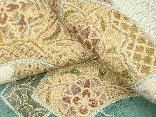 平和屋着物■中国三大刺繍 スワトウ刺繍 汕頭刺繍 訪問着 地紙花文 暈し染め 金糸 正絹 逸品 DABF4118cd