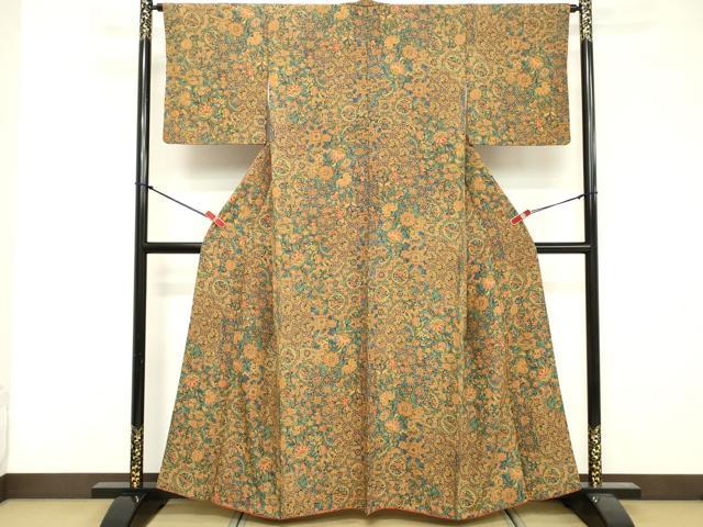 平和屋着物■上質な小紋 更紗花文 正絹 逸品 DABF4134cd