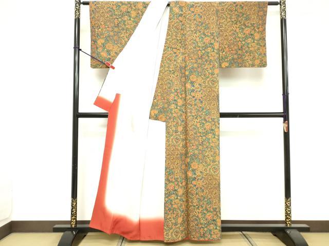 平和屋着物■上質な小紋 更紗花文 正絹 逸品 DABF4134cd