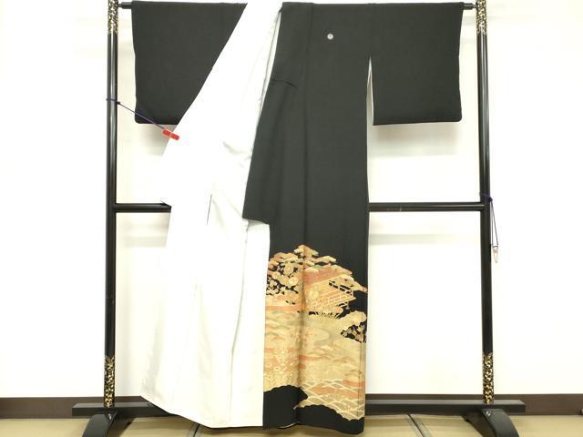 平和屋着物■豪華黒留袖 駒刺繍 風景文 金彩 正絹 逸品 DABF4137cd