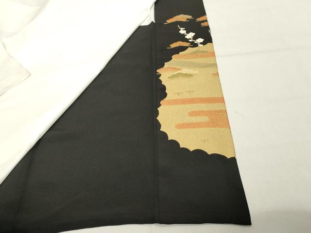 平和屋着物■豪華黒留袖 駒刺繍 風景文 金彩 正絹 逸品 DABF4137cd