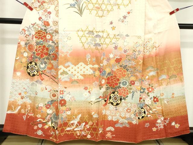 平和屋着物■訪問着 花車文 暈し染め 金彩 正絹 逸品 DABF4148cd