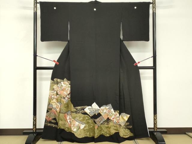 平和屋着物■豪華黒留袖 冊子花文 金彩 正絹 逸品 DABF4150cd