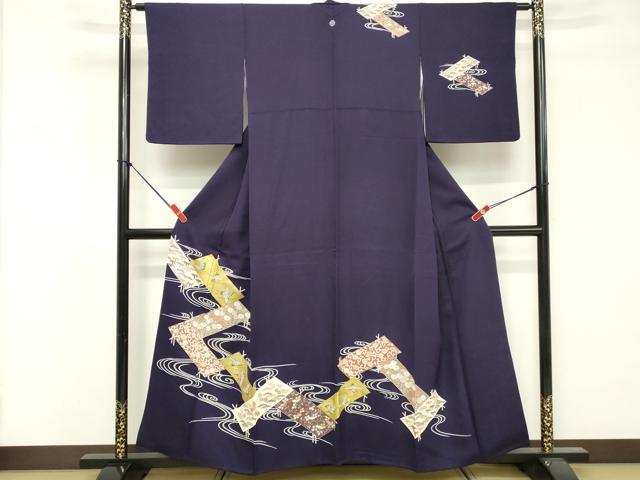 平和屋着物■訪問着 流水飛鶴草花文 金彩 正絹 逸品 DABF4151cd