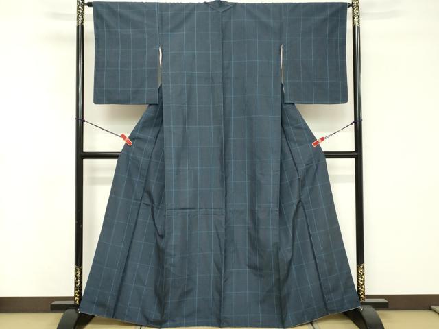 平和屋着物■本場縞大島紬 格子 正絹 逸品 DABF4157cd