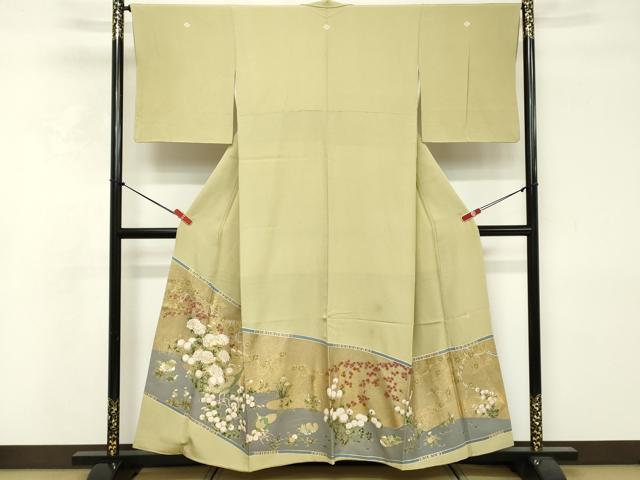 平和屋着物■豪華色留袖 作家物 駒刺繍 流水花鳥文 金彩 正絹 逸品 DABF4192cd