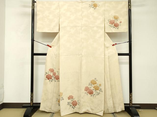 平和屋着物■訪問着 手描き 草花文 正絹 逸品 DABF4215cd