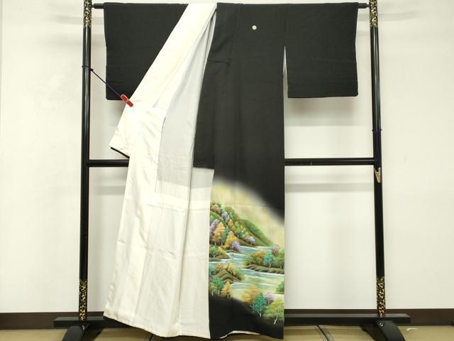 平和屋着物■豪華黒留袖 作家物 遠山風景文 暈し染め 正絹 逸品 DABF4229cd