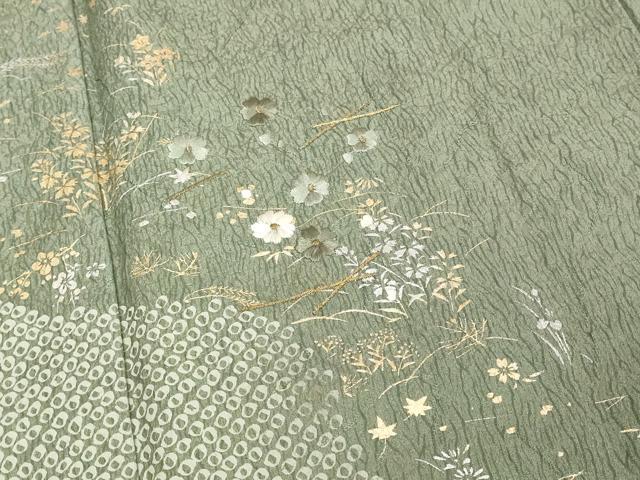 平和屋着物■訪問着 絞り 刺繍 道長花文 金銀彩 正絹 逸品 DABF4256cd