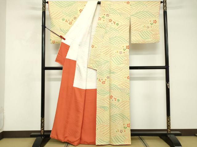平和屋着物■上質な小紋 総絞り 流水花文 正絹 逸品 DABF4310cd