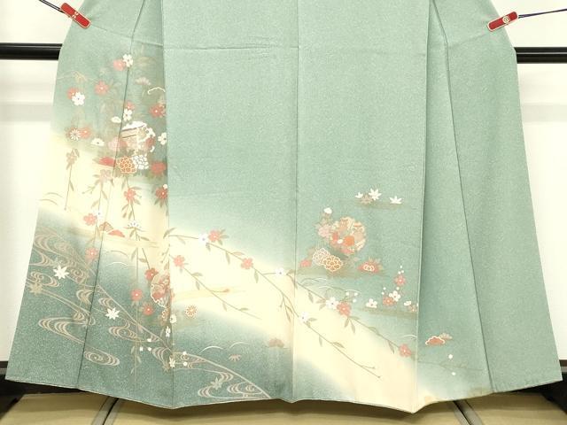 平和屋着物■訪問着 雪輪花文 暈し染め 金彩 まるやま扱い 正絹 逸品 DABF4405cd