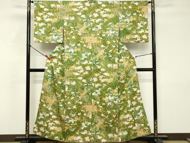 平和屋着物■小紋 手描き 草花文 洗える着物 DABF4413cd