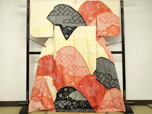 平和屋着物■訪問着 総絞り 重ね山花文 正絹 逸品 DABF4430cd