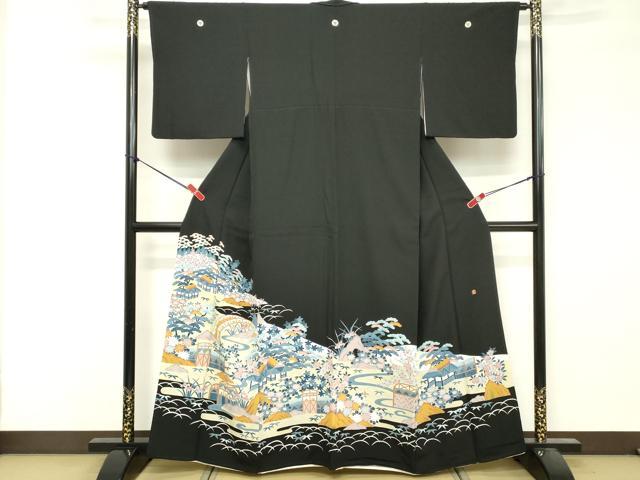 平和屋着物■豪華黒留袖 作家物 渡橋風景文 正絹 逸品 DABF4440cd