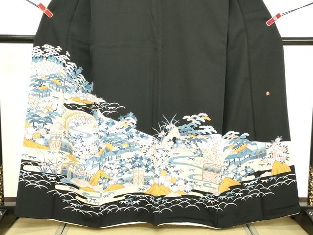 平和屋着物■豪華黒留袖 作家物 渡橋風景文 正絹 逸品 DABF4440cd