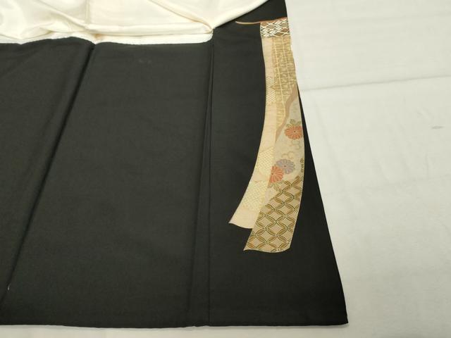 平和屋着物■豪華黒留袖 駒刺繍 扇面花文 金彩 正絹 逸品 DABF4453cd