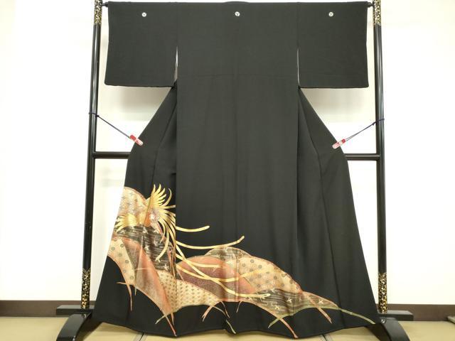 平和屋着物■豪華黒留袖 鳳凰風景文 金彩 正絹 逸品 DABF4454cd