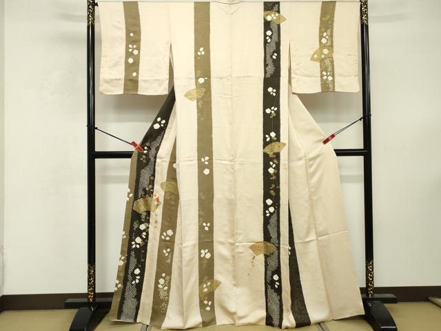 平和屋着物■訪問着 絞り 刺繍 地紙花文 金彩 正絹 逸品 DABF4462cd