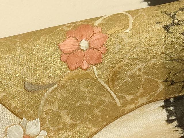 平和屋着物■訪問着 絞り 刺繍 地紙花文 金彩 正絹 逸品 DABF4462cd