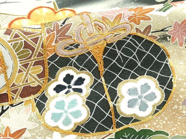 平和屋着物■豪華黒留袖 駒刺繍 貝桶花文 暈し染め 金彩 正絹 逸品 DABF4515cd