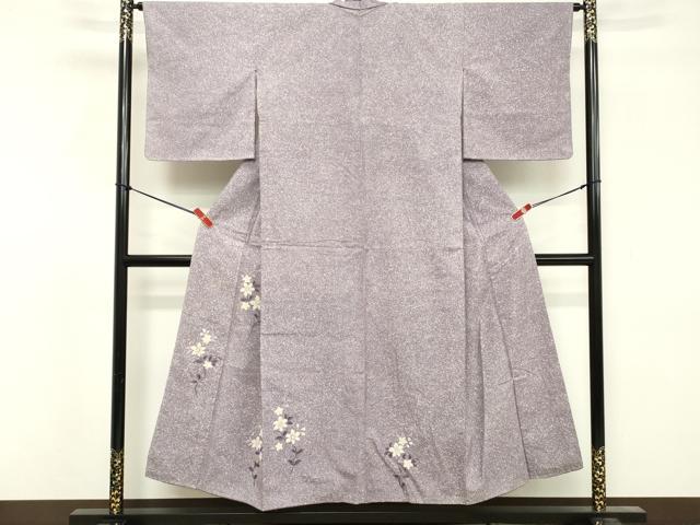 平和屋着物■訪問着 紬地 刺繍 枝花文 たたき染め 正絹 逸品 DABF4516cd