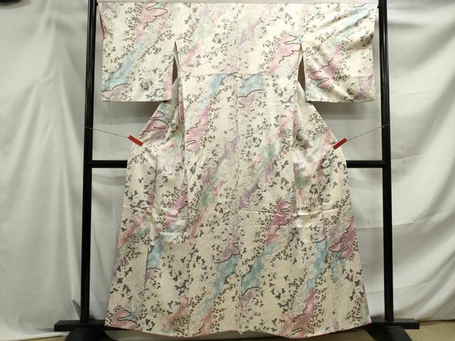 平和屋着物■上質な小紋 道長草花文 金彩 正絹 逸品 DABF4523qa