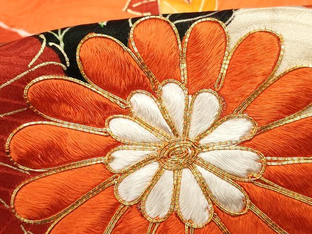 平和屋着物■豪華振袖 駒刺繍 絞り 扇面草花文 金彩 正絹 逸品 DABF4531qa