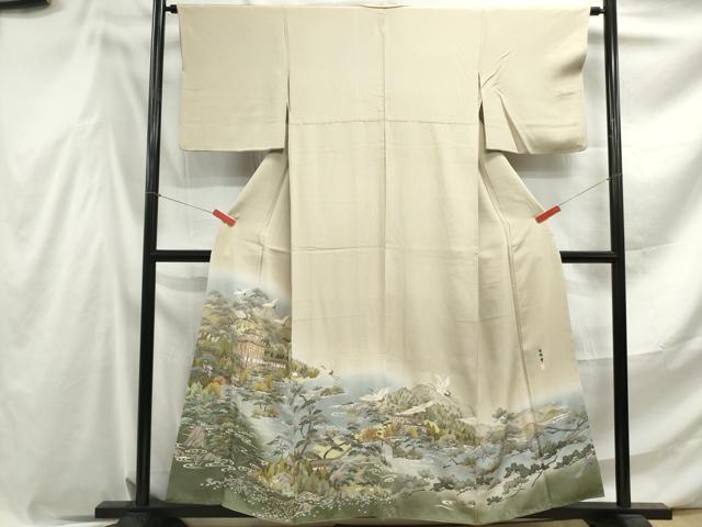 平和屋着物■豪華色留袖 友禅 作家物 飛鶴風景文 暈し染め 正絹 逸品 DABF4553qa