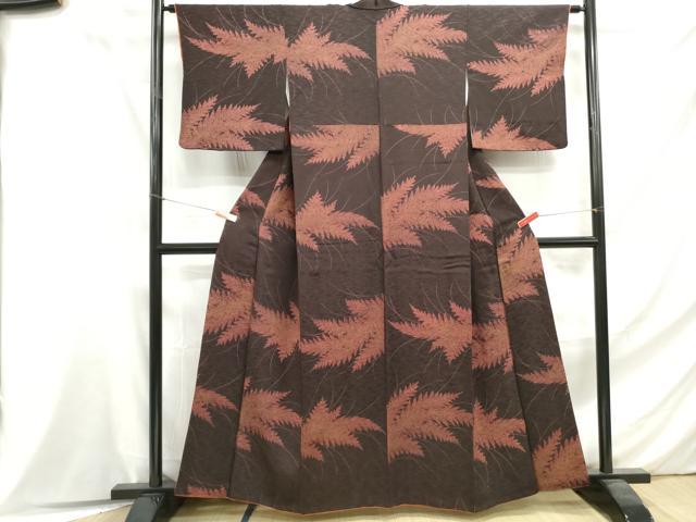 平和屋着物■上質な小紋 枝葉文 正絹 逸品 DABF4597qa