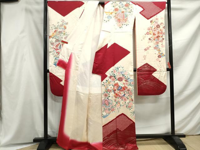 平和屋着物■豪華振袖 駒刺繍 絞り 手鞠舞桜文 金銀彩 正絹 逸品 DABF4622qa