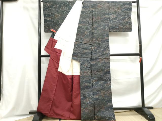 平和屋着物■上質な紬 風景文 正絹 逸品 DABF4625qa