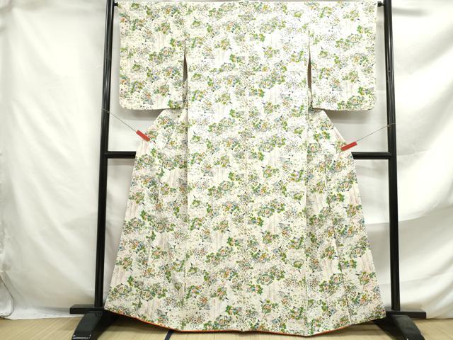 平和屋着物■上質な小紋 扇面花文 正絹 逸品 DABF4638qa