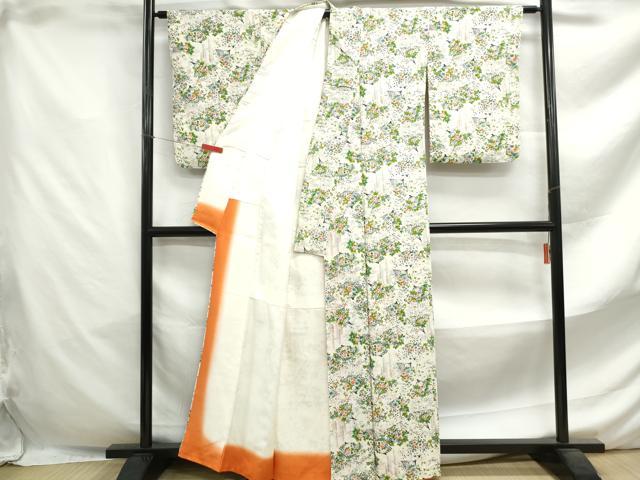 平和屋着物■上質な小紋 扇面花文 正絹 逸品 DABF4638qa