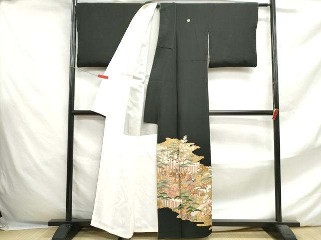 平和屋着物■豪華黒留袖 人物風景文 金彩 正絹 逸品 DABF4652qa