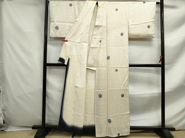 平和屋着物■上質な小紋 絞り 亀甲文 正絹 逸品 DABF4655qa