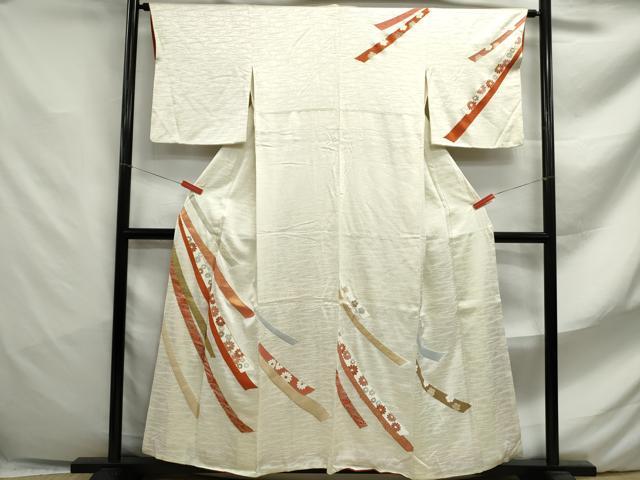 平和屋着物■訪問着 駒刺繍 鬘帯流水花文 金彩 正絹 逸品 DABF4658qa