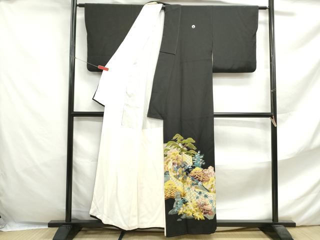 平和屋着物■豪華黒留袖 作家物 風景枝松花文 金彩 正絹 逸品 DABF4659qa