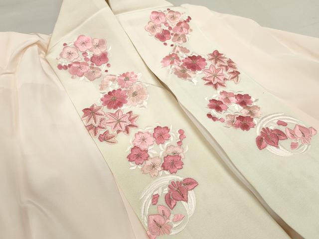 平和屋着物■長襦袢 無双仕立て 手描き 枝松文 鶴 暈し染め 半衿刺繍 正絹 逸品 DABF4713qa